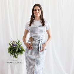 Dámská zástěra MagicLinen Bib Apron – pruhovaná